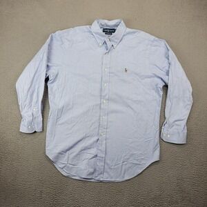 Ralph Lauren Dress Shirt Mens 16.5 32/33 Blue Flesh Pony Classic Fit Button Down